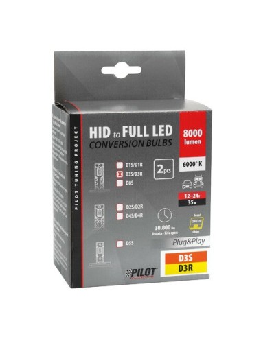 12-24V Lampade a Led per conversione fari Xenon - (D3S-D3R) - 35W - 2 pz - Scatola