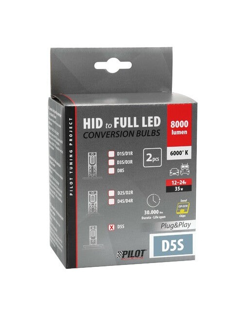 12-24V Lampade a Led per conversione fari Xenon - (D5S) - 35W - 2 pz - Scatola