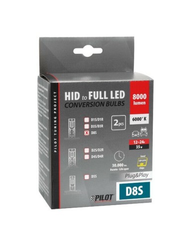 12-24V Lampade a Led per conversione fari Xenon - (D8S) - 35W - 2 pz - Scatola