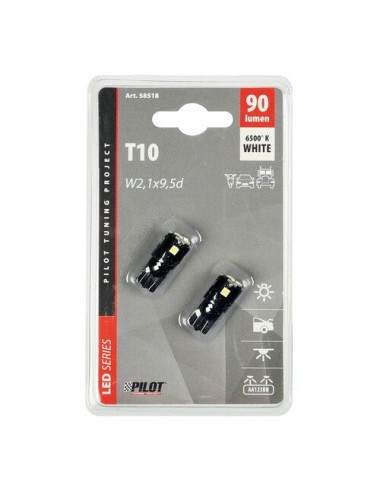 12/32V Mega-Led 7 - 7 Smd x 1 chip - (T10) - W2,1x9,5d - 2 pz - D/Blister - Bianco - Doppia polarità