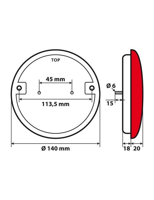 Fanale rotondo posteriore Led 3 funzioni, 12/24V