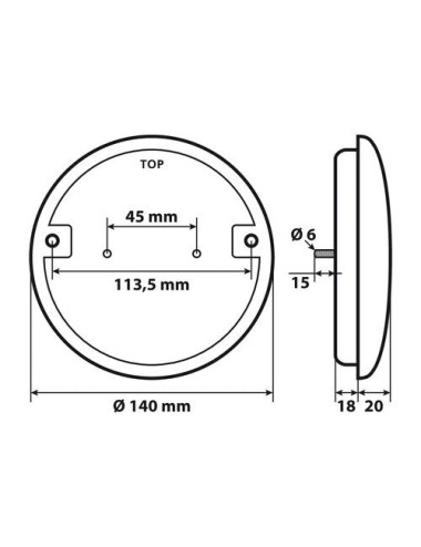 Fanale rotondo retromarcia Led, 12/24V