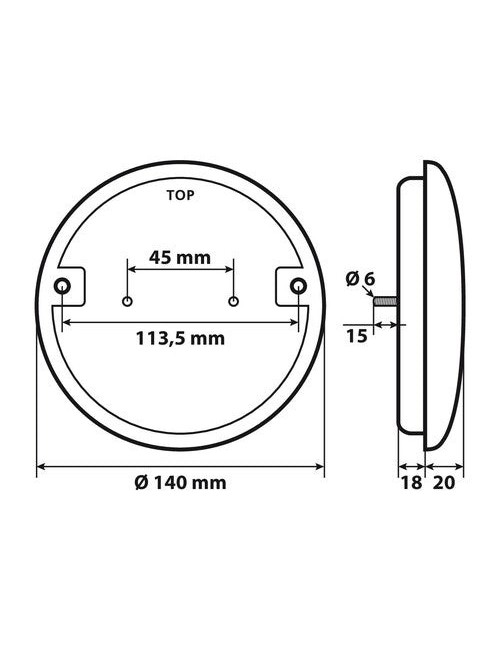 Fanale rotondo retromarcia Led, 12/24V