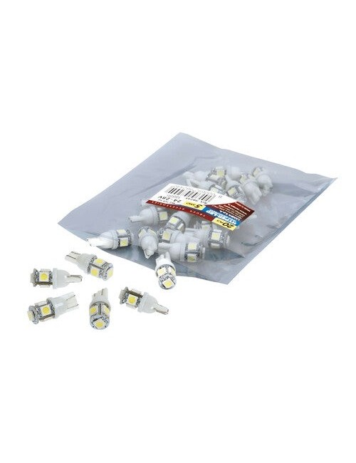 24/28V Hyper-Led 15 - 5 SMD x 3 chips - (T10) - W2,1x9,5d - 20 pz - Busta - Bianco - Doppia polarità