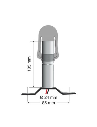 Fix-3, Staffa con perno e spinotto DIN per luce di segnalazione, attacco tubolare