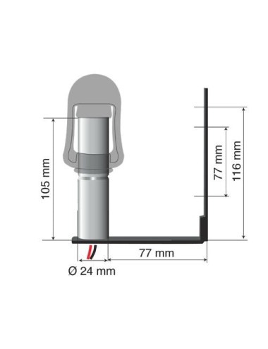 Fix-4, Staffa con perno e spinotto DIN per luce di segnalazione, attacco tubolare
