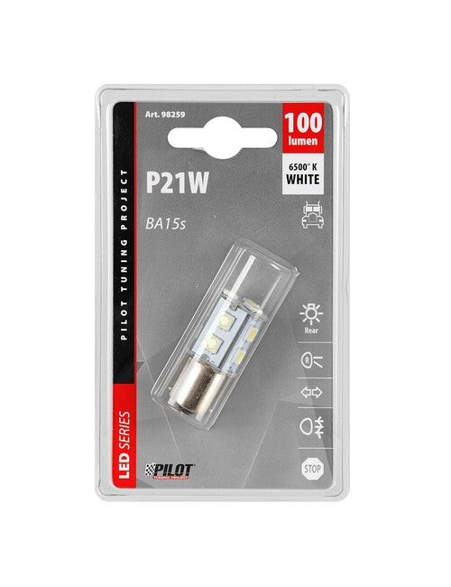 24/28V Led Series - 11 SMD x 3 chips - (P21W) - BA15s - 1 pz - D/Blister - Bianco - Doppia polarità