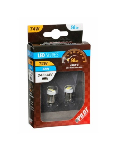 24/28V Led Series - 2 SMD x 3 chips - (T4W) - BA9s - 2/20 pz - D/Blister - Bianco - Doppia polarità