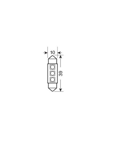 24/28V Led Series - 3 SMD x 3 chips - 10x39 mm - SV8,5-8 - 2 pz - D/Blister - Bianco - Doppia polarità