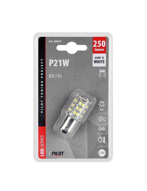 24/28V Led Series - 39 SMD x 1 chips - (P21W) - BA15s - 1 pz - D/Blister - Bianco - Doppia polarità