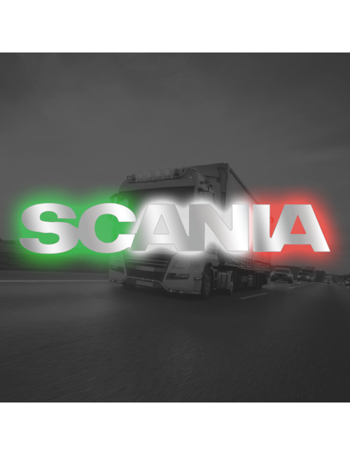 Logo retroilluminato Compatibile con Scania - Scritta Liscia Tricolore