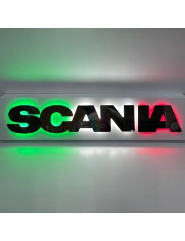 Logo retroilluminato Compatibile con Scania - Scritta Liscia Tricolore