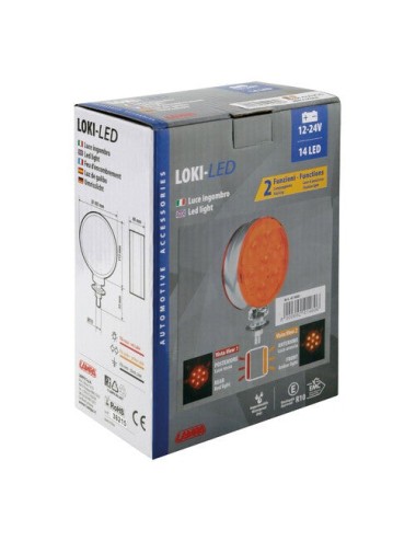 Loki-Led, luce ingombro 14 Led, doppia funzione, 12/24V - Rosso/Arancio