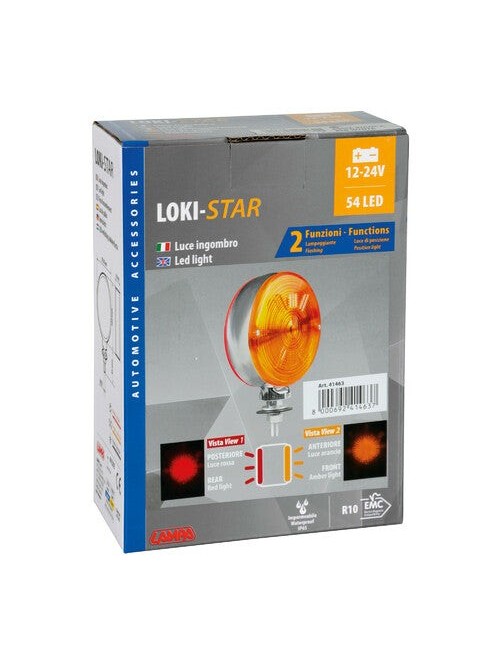 Loki-Star, luce ingombro 54 Led, doppia funzione, 12/24V - Rosso/Arancio