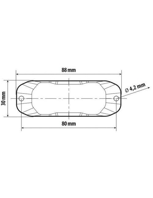 Luce di segnalazione multifunzione a 3 Led, 12/24V - 88x30 mm - Arancio