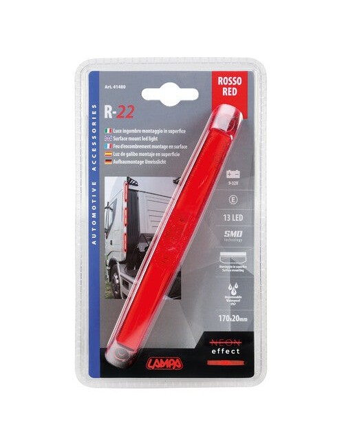 Luce ingombro a 13 Led, 9/32V - Rosso