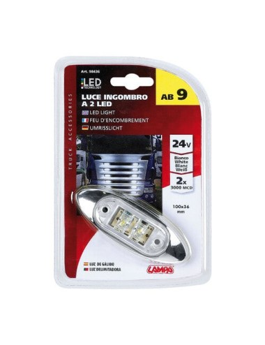 Luce ingombro a 2 Led, 24V - Bianco