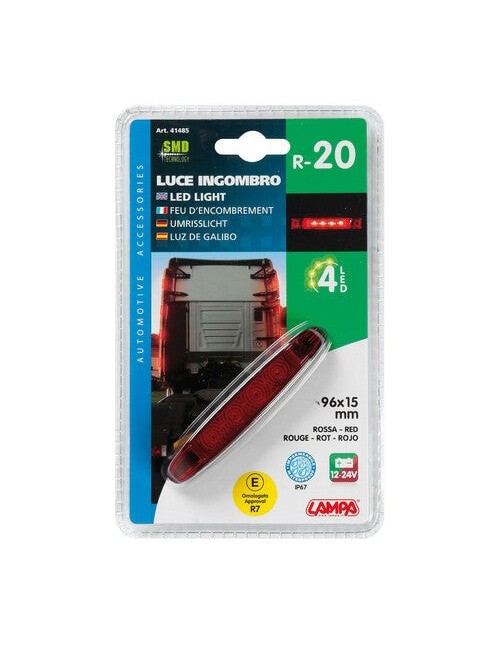 Luce ingombro a 4 Led, 12/24V - Rosso