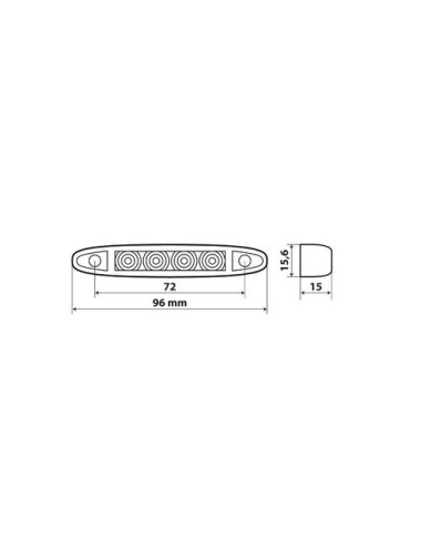 Luce ingombro a 4 Led, 12/24V - Rosso