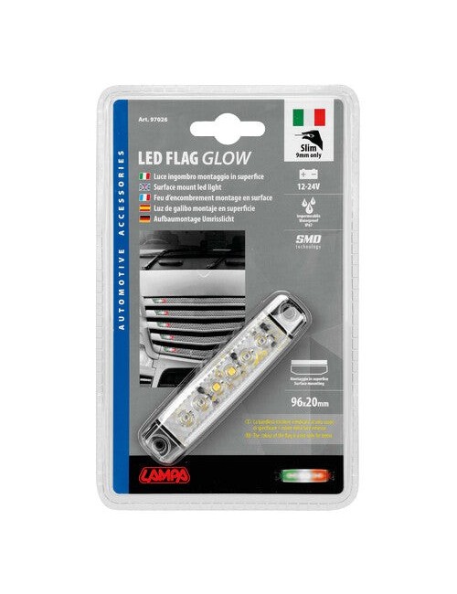 Luce ingombro a 6 Led, montaggio in superficie, 12/24V - Italia