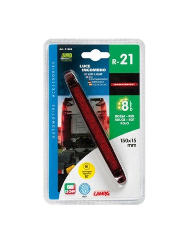 Luce ingombro a 8 led, 12/24V - Rosso