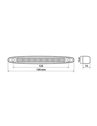 Luce ingombro a 8 led, 12/24V - Rosso