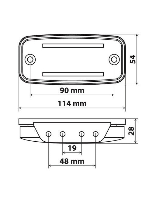 Luce ingombro con catarifrangente e staffa, 10/30V - 2 Led - Arancio