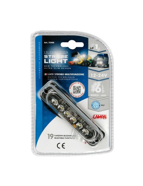 Luce strobo multifunzione a 6 Led, 12/24V - Bianco