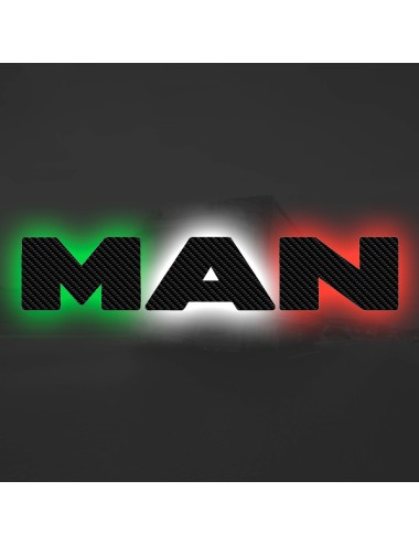 Man carbon look tricolore - Scritta man retroilluminato