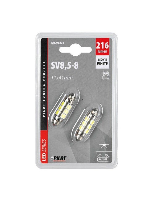 24/30V Led Series - 12 SMD x 3 chips - 11x41 mm - SV8,5-8 - 2 pz - D/Blister - Bianco - Doppia polarità