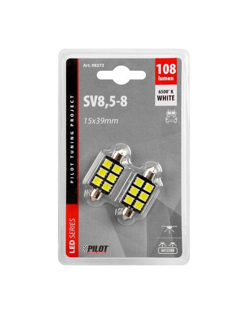 24/30V Led Series - 6 SMD x 3 chips - 15x39 mm - SV8,5-8 - 2 pz - D/Blister - Bianco - Doppia polarità