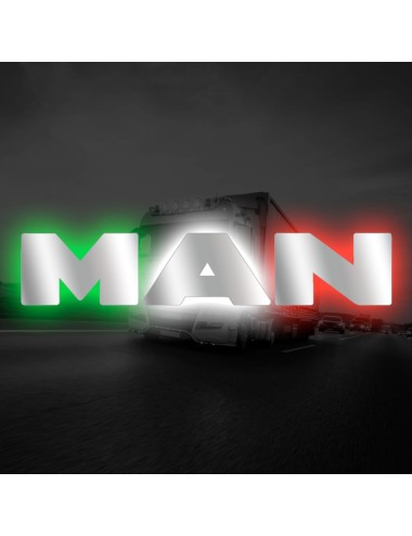 Man tricolore - Scritta man acciaio retroilluminato