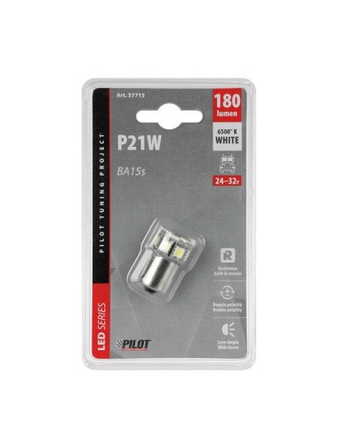 24/32V Led series - 10 SMD x 1 chip - (P21W) - BA15s - 1 pz - D/Blister - Bianco - Doppia polarità - Resistenza incorporata