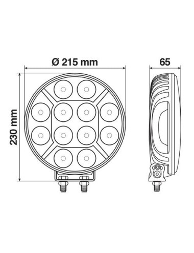 Orion, proiettore supplementare a 12 Led - 9/36V - Ø 215 mm - Cromo