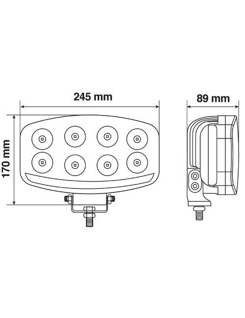 Pluton Nix, faro di profondità LED con luce di posizione - 10/30V - 245x140 mm