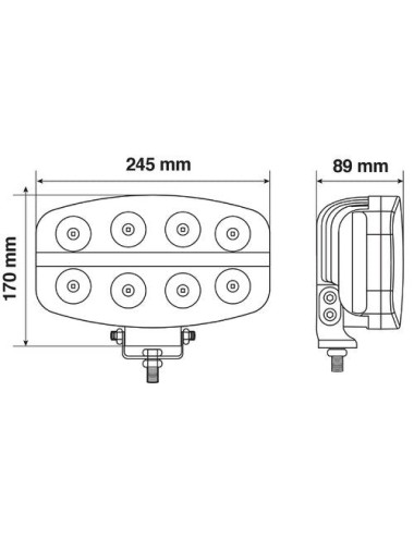 Pluton Nova, faro di profondità LED con luce di posizione - 10/30V - 245x140 mm