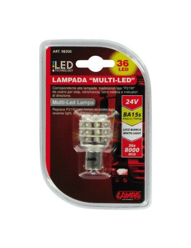 24V Lampada Multi-Led 36 Led - (P21W) - BA15s - 1 pz - D/Blister - Bianco/Blu