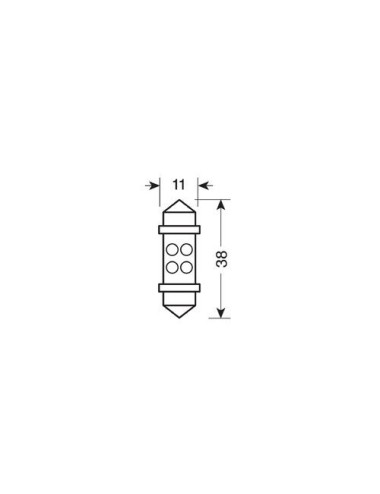 24V Led Series - 4 Led - 11x38 mm - SV8,5-8 - 2 pz - Scatola - Bianco/Blu