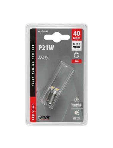 24V Led Series - 4 SMD x 3 chips - (P21W) - BA15s - 1 pz - D/Blister - Bianco - Doppia polarità