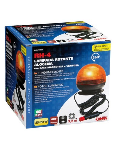 RH-4, luce di segnalazione alogena con base magnetica e ventosa, 12/24V