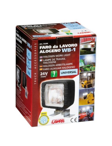 WB-1, faro da lavoro alogeno quadrato, 12/24V