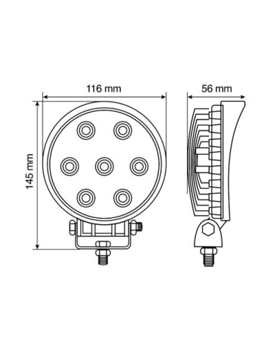 WL-1, faro ausiliario a 7 Led - 10/30V - Bianco