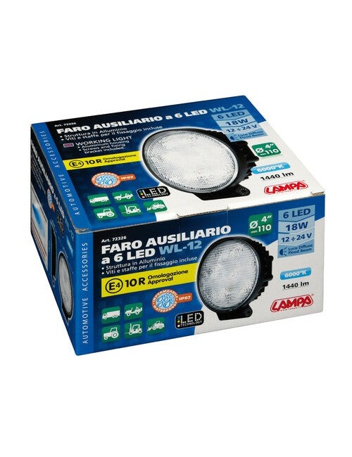 WL-12, faro ausiliario a 6 Led - 12/24V - Bianco