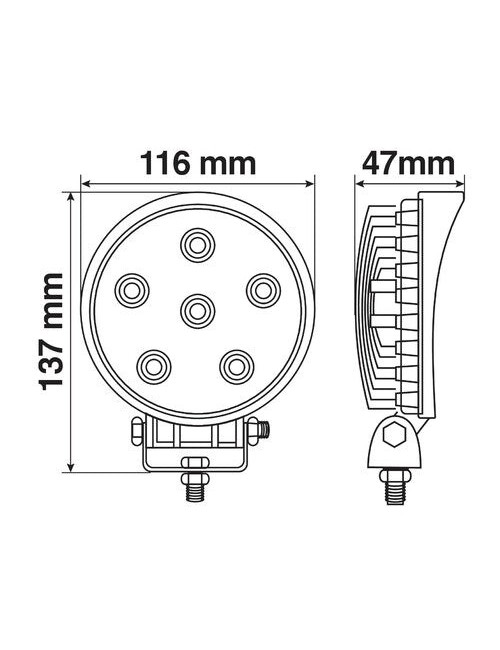 WL-12, faro ausiliario a 6 Led - 12/24V - Bianco