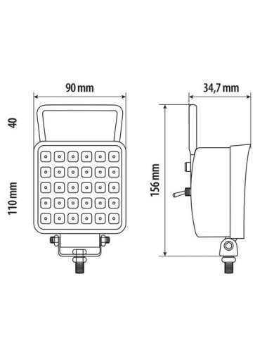 WL-28, faro ausiliario a 16 Led - 10/30V - Bianco