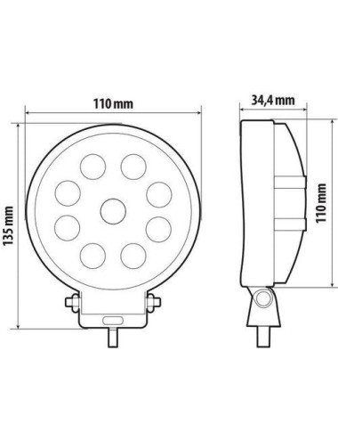 WL-29, faro ausiliario a 9 Led - 10/30V - Bianco