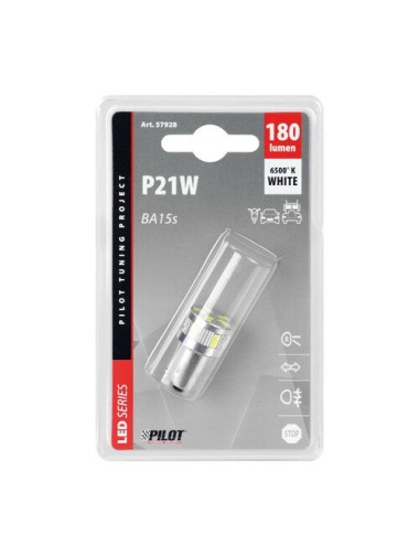 10/30V Led Series - 11 SMD x 1 chip - (P21W) - BA15s - 1 pz - D/Blister - Bianco - Doppia polarità - Resistenza incorporata