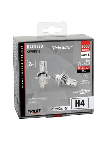 9/32V Halo Led Serie 8 Halo Killer - (H4) - 25W - P43t - 2 pz - Scatola