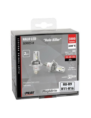 9/32V Halo Led Serie 8 Halo Killer - (H8-H9-H11-H16) - 25W - PGJ19-X - 2 pz - Scatola