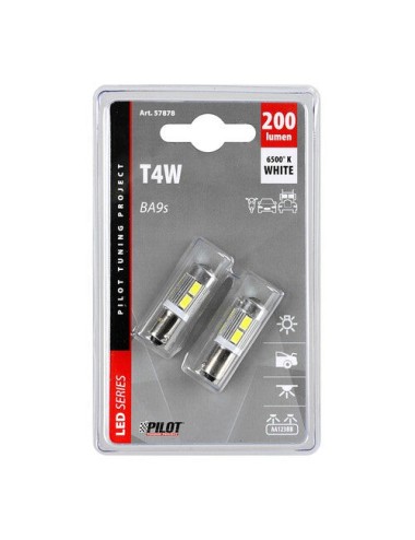 9/32V Led Series - 10 SMD - (T4W) - BA9s - 2/20 pz - D/Blister - Bianco - Doppia polarità